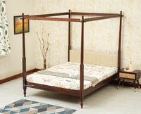 Nashville Solid Wood King Size Four Poster Bed Grey Finish