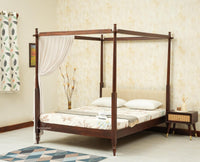 Nashville Solid Wood King Size Four Poster Bed Grey Finish