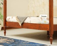 Nashville Solid Wood King Size Four Poster Bed Brown Finish