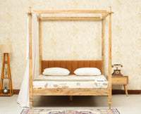 Nashville Solid Wood King Size Four Poster Bed Natural Finish