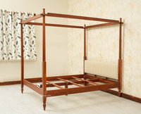 Nashville Solid Wood King Size Four Poster Bed Brown Finish