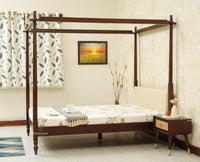 Nashville Solid Wood King Size Four Poster Bed Grey Finish