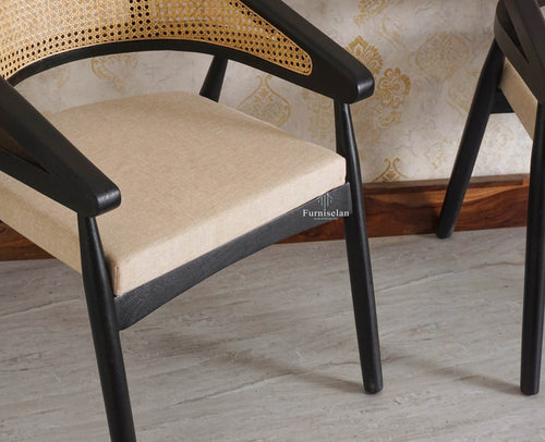 Newport Solid Wood Rattan Arm Chair - Dining Chair - Furniselan