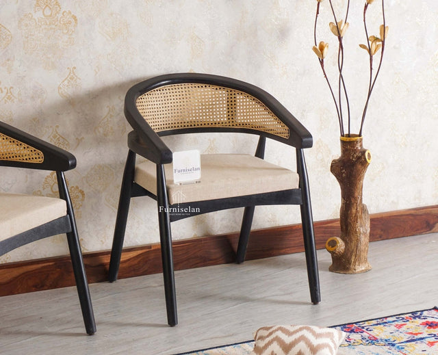 Baron Solid Rubber Wood Arm Chair Furniselan - Black-Finish
