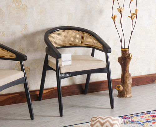 Newport Solid Wood Rattan Arm Chair - Dining Chair - Furniselan