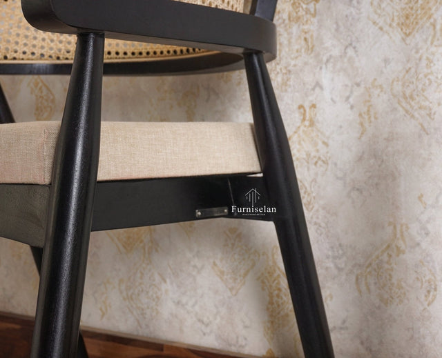 Baron Solid Rubber Wood Arm Chair Furniselan - Black-Finish