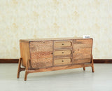 NewYork Wooden Rattan Cane Two Door Sideboard With Three Drawers - Natural Oak Finish
