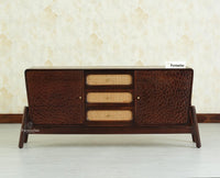 NewYork Wooden Rattan Cane Two Door Sideboard With Three Drawers - Grey Finish
