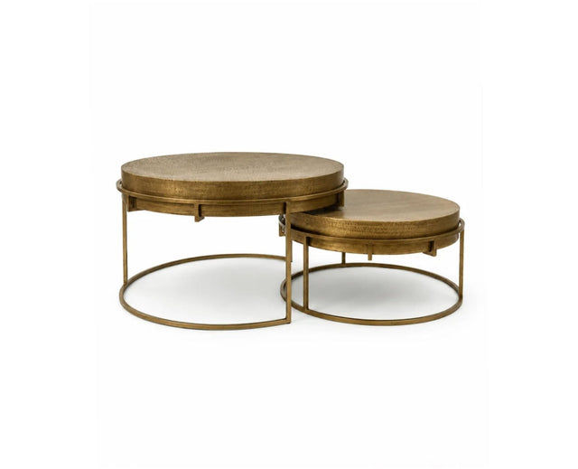 Nico Aluminum Coffee Table Set of 2 - Antique Brass