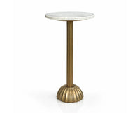 Nora Marble Euro Side Table with Metal - Antique Gold Finish