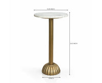 Nora Marble Euro Side Table with Metal - Antique Gold Finish