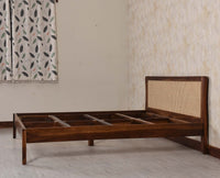 Norway Sheesham Wood Rattan Cane King Size Bed - King Size Bed -  Furniselan Teak Finish