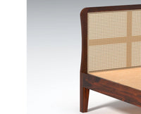 Norway Sheesham Wood Rattan Cane King Size Bed Furniselan - Maple-Finish
