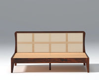 Norway Sheesham Wood Rattan Cane King Size Bed Furniselan - Maple-Finish