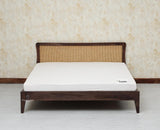 Norway Sheesham Wood Rattan Cane Queen Size Bed - King Size Bed - Furniselan - Grey Finish
