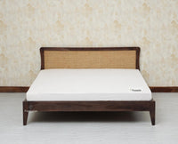 Norway Sheesham Wood Rattan Cane Queen Size Bed - King Size Bed - Furniselan - Grey Finish

