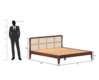 Norway Sheesham Wood Rattan Cane Queen Size Bed Furniselan - Maple-Finish