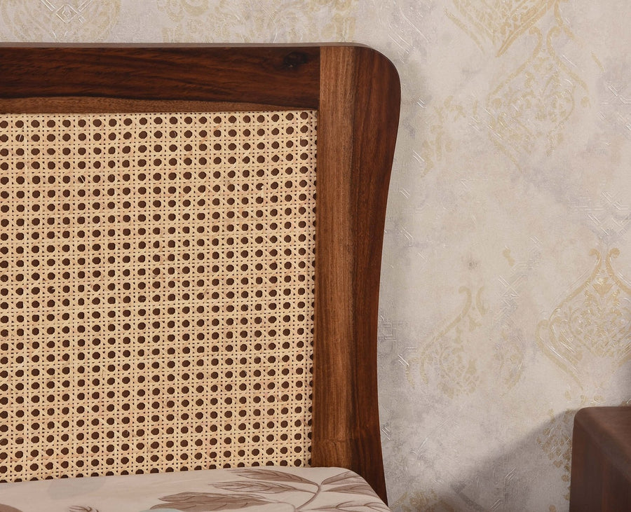 Norway Sheesham Wood Rattan Cane Queen Size Bed - King Size Bed - Furniselan - Teak Finish
