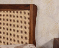 Norway Sheesham Wood Rattan Cane Queen Size Bed - King Size Bed - Furniselan - Teak Finish
