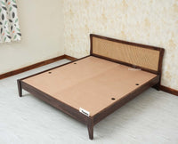 Norway Sheesham Wood Rattan Cane Queen Size Bed - King Size Bed - Furniselan - Grey Finish
