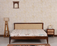Norway Sheesham Wood Rattan Cane Queen Size Bed - King Size Bed - Furniselan - Teak Finish
