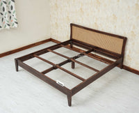 Norway Sheesham Wood Rattan Cane Queen Size Bed - King Size Bed - Furniselan - Grey Finish
