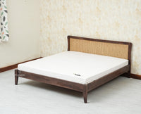 Norway Sheesham Wood Rattan Cane Queen Size Bed - King Size Bed - Furniselan - Grey Finish

