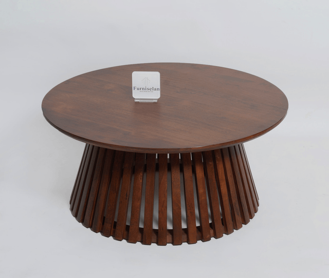 Orbit Solid Wood Round Coffee Table - Coffee Table - Furniselan - Teak-Finish