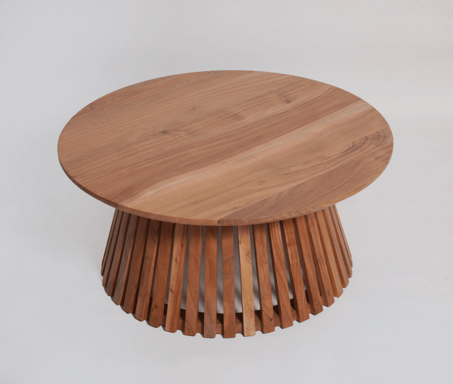 Orbit Solid Wood Round Coffee Table - Coffee Table - Furniselan - Natural-Finish