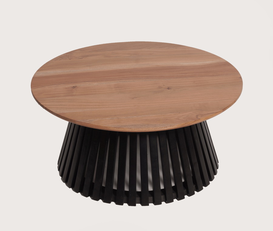 Orbit Solid Wood Round Coffee Table - Coffee Table - Furniselan - Natural-Top