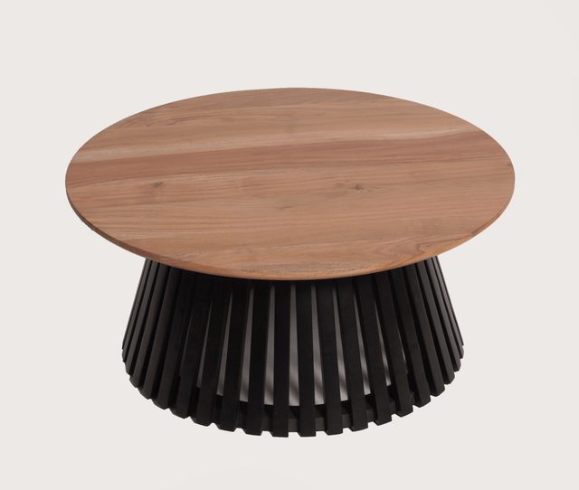 Orbit Solid Wood Round Coffee Table - Coffee Table - Furniselan - Natural-Top