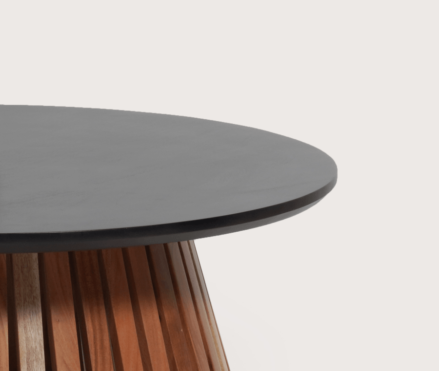 Orbit Solid Wood Round Coffee Table - Coffee Table - Furniselan - Black-Top