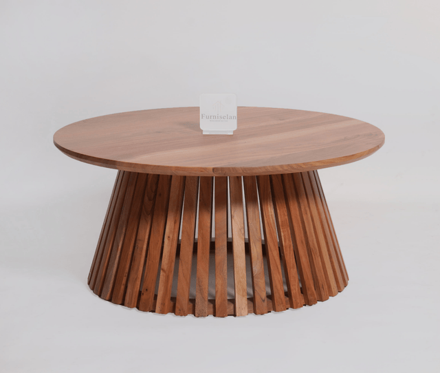Orbit Solid Wood Round Coffee Table - Coffee Table - Furniselan - Natural-Finish