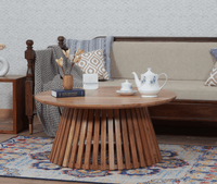 Orbit Solid Wood Round Coffee Table - Coffee Table - Furniselan - Natural-Finish