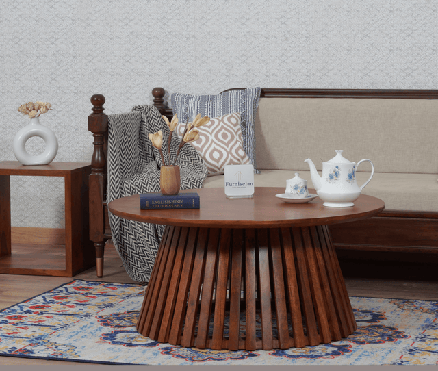 Orbit Solid Wood Round Coffee Table - Coffee Table - Furniselan - Maple-Finish