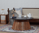 Orbit Solid Wood Round Coffee Table - Coffee Table - Furniselan - Black-Top