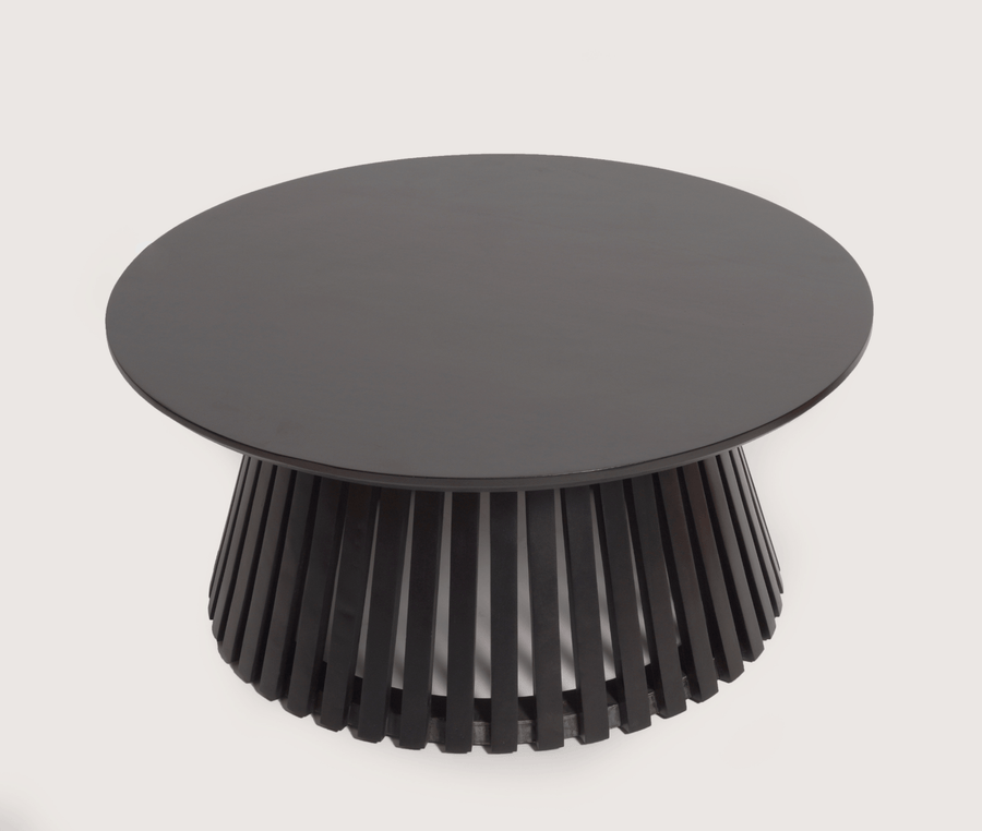 Orbit Solid Wood Round Coffee Table - Coffee Table - Furniselan - Black-Finish