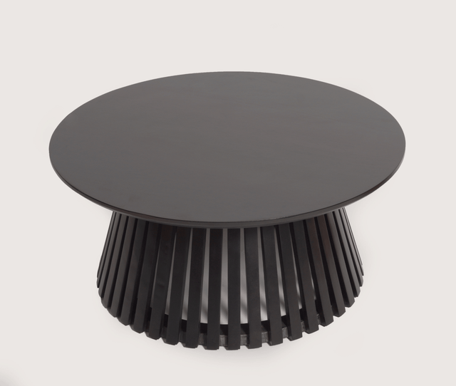 Orbit Solid Wood Round Coffee Table - Coffee Table - Furniselan - Black-Finish
