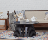 Orbit Solid Wood Round Coffee Table - Coffee Table - Furniselan - Black-Finish