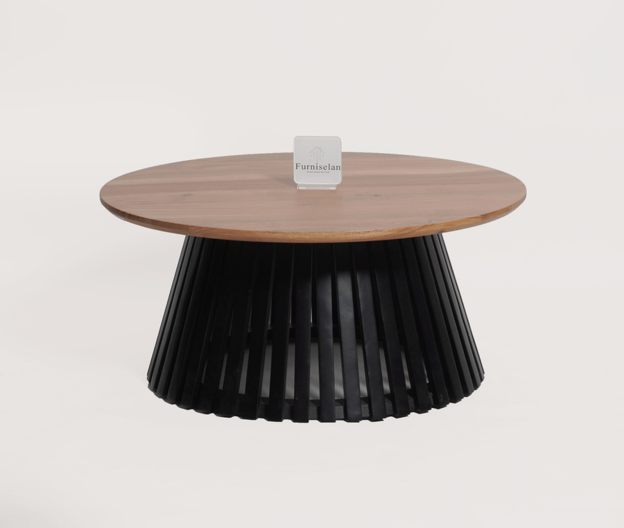 Orbit Solid Wood Round Coffee Table - Coffee Table - Furniselan - Natural-Top