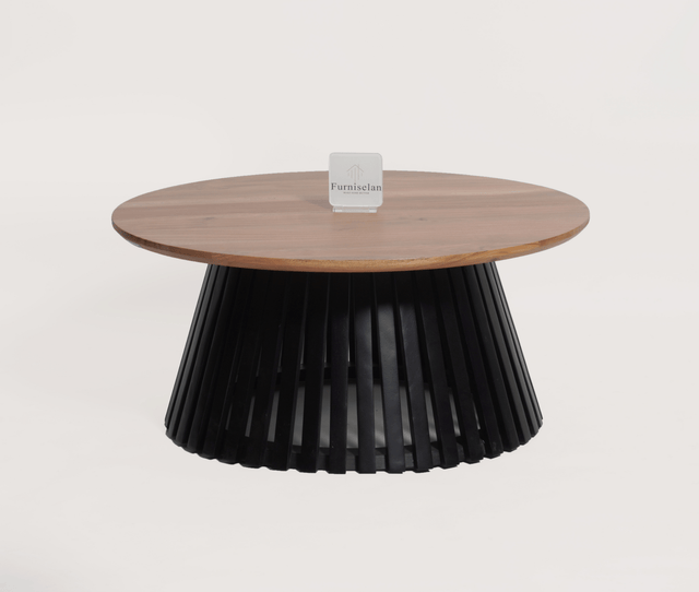 Orbit Solid Wood Round Coffee Table - Coffee Table - Furniselan - Natural-Top