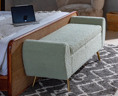 Paddington Polyester Storage Bench with Steel Legs Furniselan Green