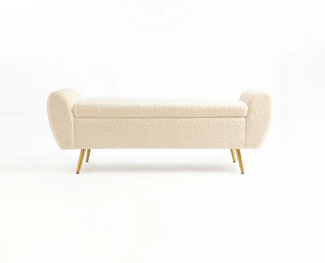 Paddington Polyester Storage Bench with Steel Legs Furniselan White