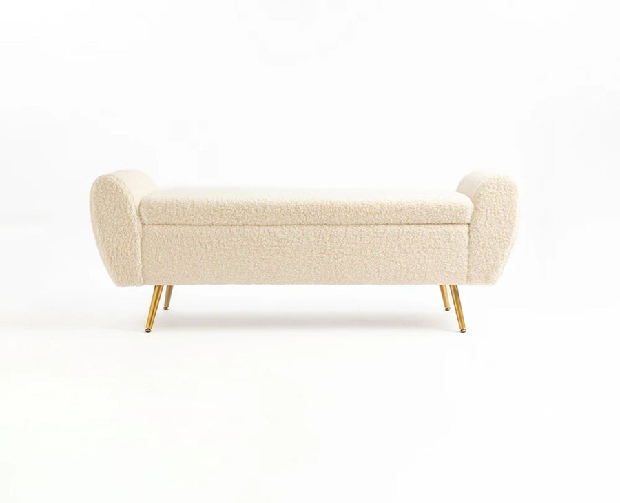 Paddington Polyester Storage Bench with Steel Legs Furniselan White