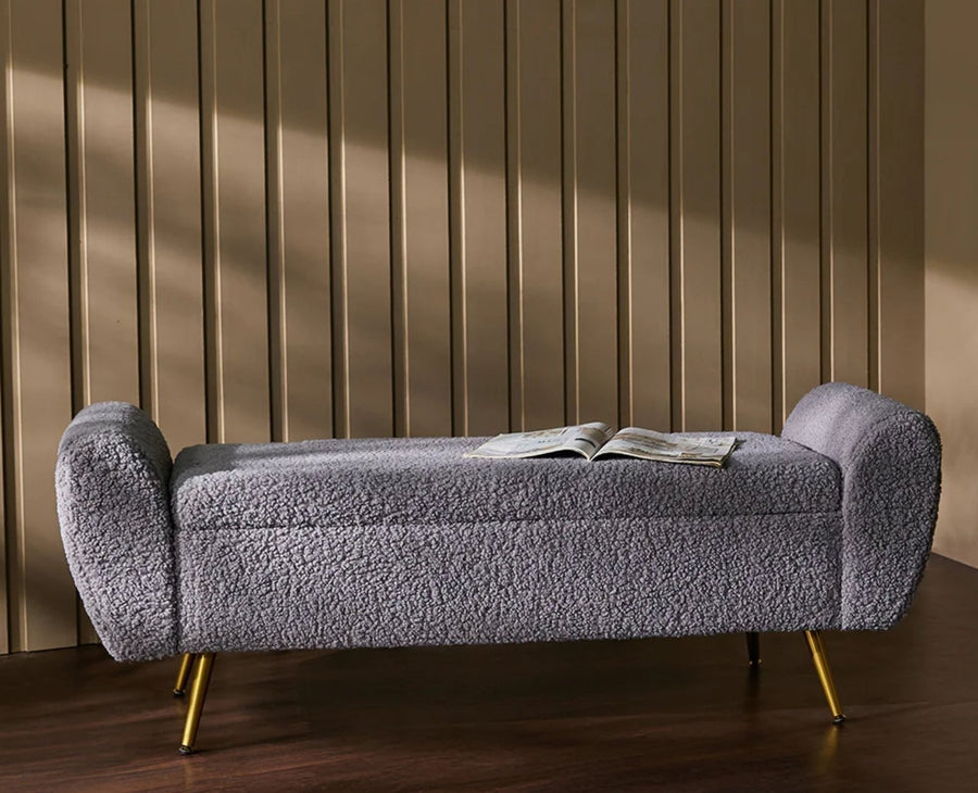 Paddington Polyester Storage Bench with Steel Legs Furniselan Grey