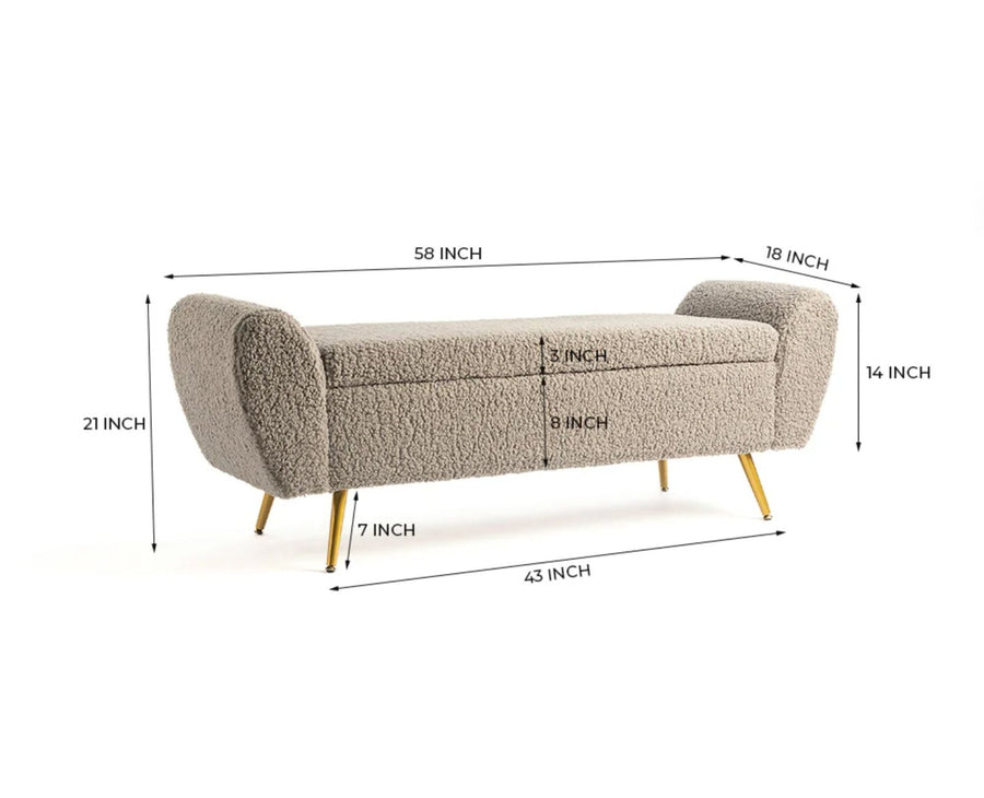 Paddington Polyester Storage Bench with Steel Legs Furniselan Grey