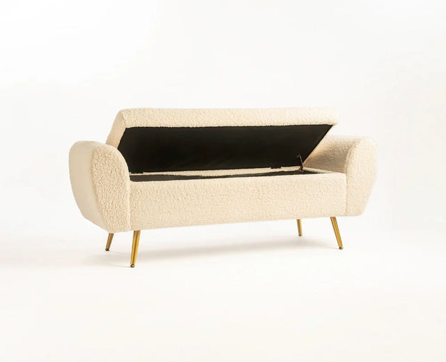 Paddington Polyester Storage Bench with Steel Legs Furniselan White