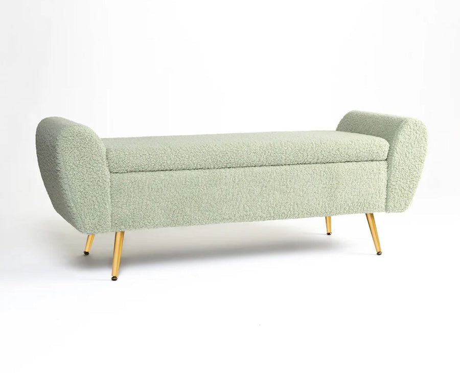 Paddington Polyester Storage Bench with Steel Legs Furniselan Green