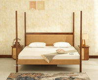Paris Royale Bed King Size Poster Bed - Teak Finish