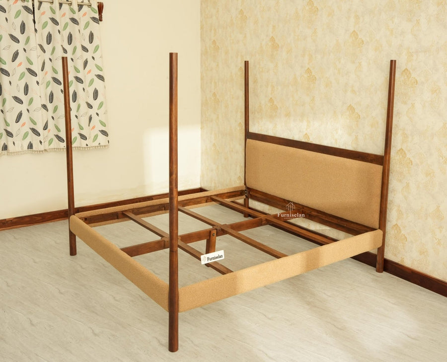 Paris Royale Bed Queen Size Poster Bed - Teak Finish